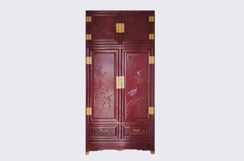 南皮高端中式家居装修深红色纯实木衣柜
